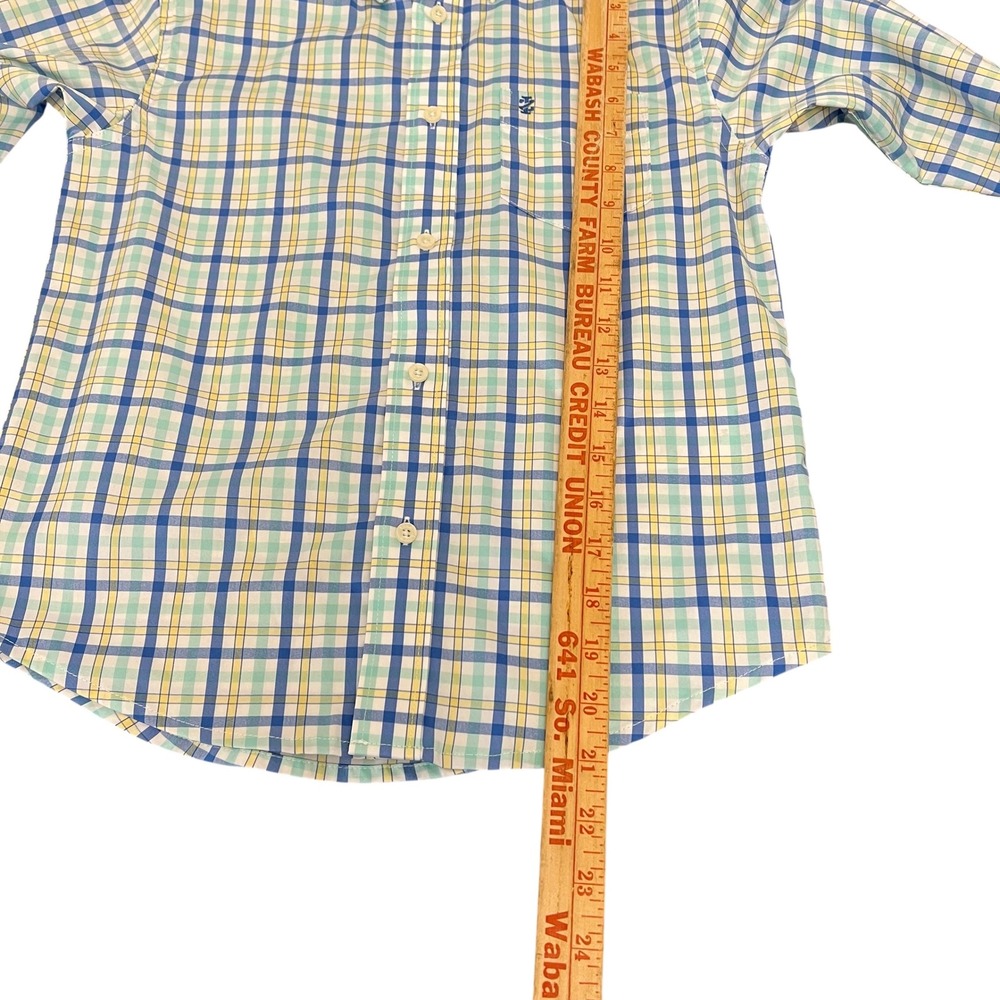 IZOD Boys Stretch Plaid‎ Button Down Long Sleeve Shirt Preppy Size Medium 10/12 - Picture 6 of 7